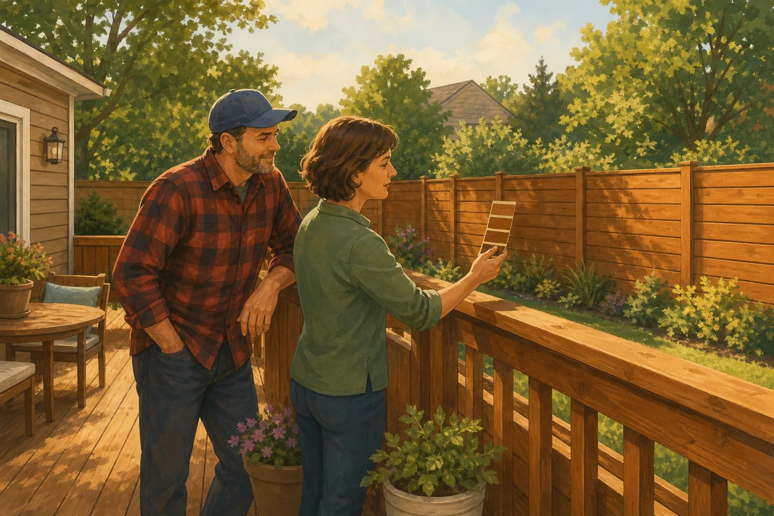 How to Make a Fence and Deck Look Like One Cohesive Backyard Project